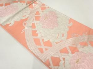光悦垣に菊模様織出し袋帯